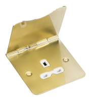 Knightsbridge 13A 1G Unswitched Floor Socket White Insert (Brushed Brass)